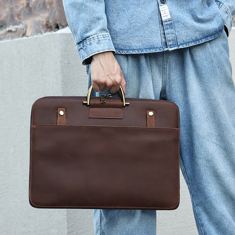 Horse Leather Men's Business Handbag