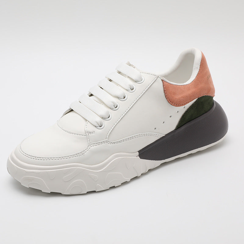 Trifle Platform White Shoes Women All-match Genuine Leather