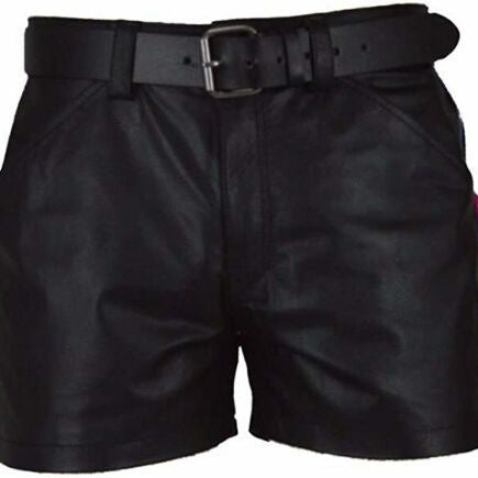 Multi-Color PU Stripe Casual Short Leather Pants