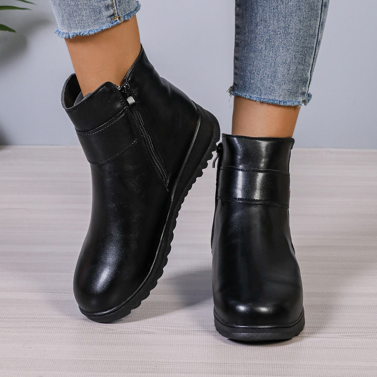 Women Warm Pu Leather Shoes