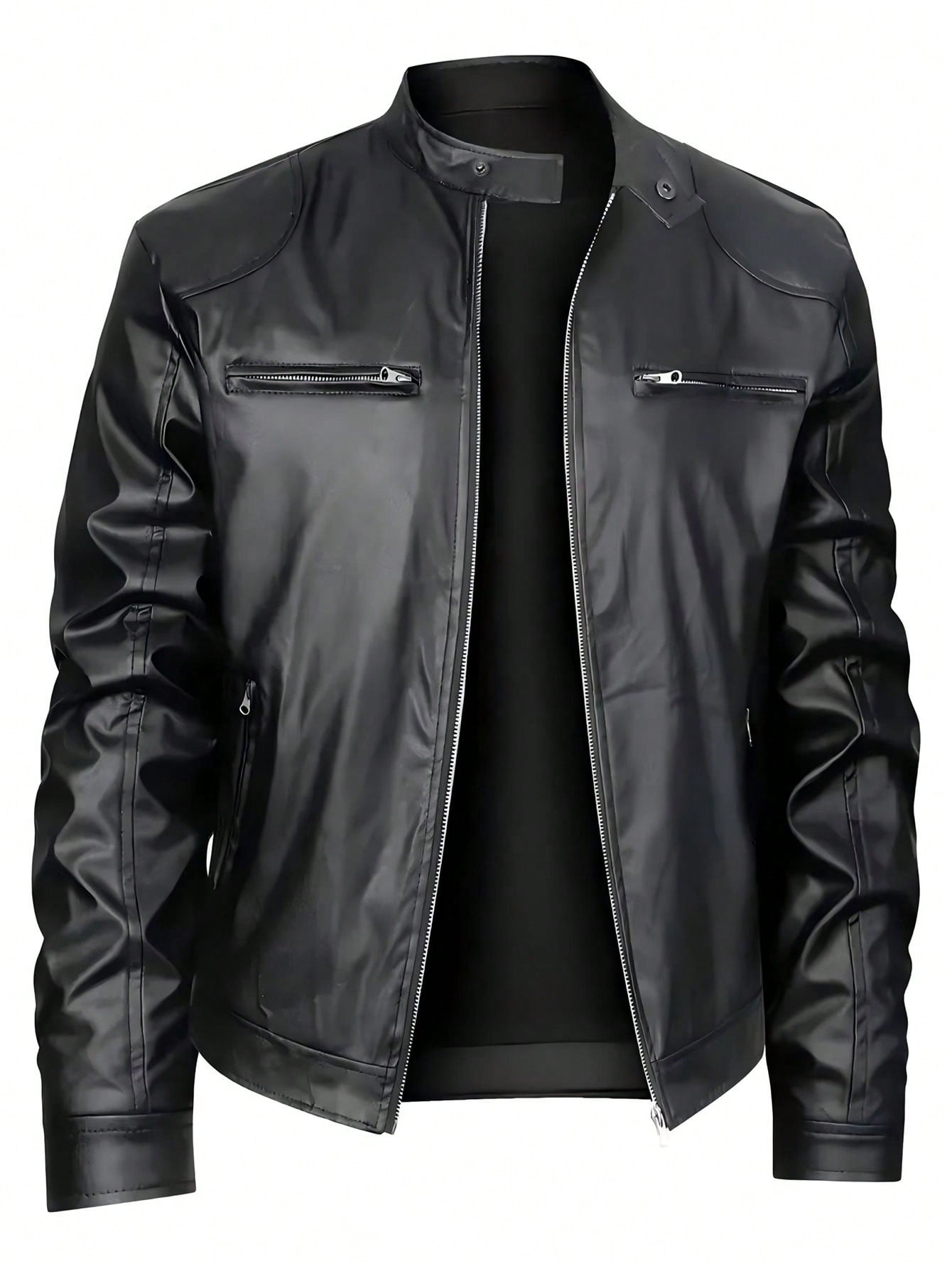 Men's Stand-up Collar Leather Jacket