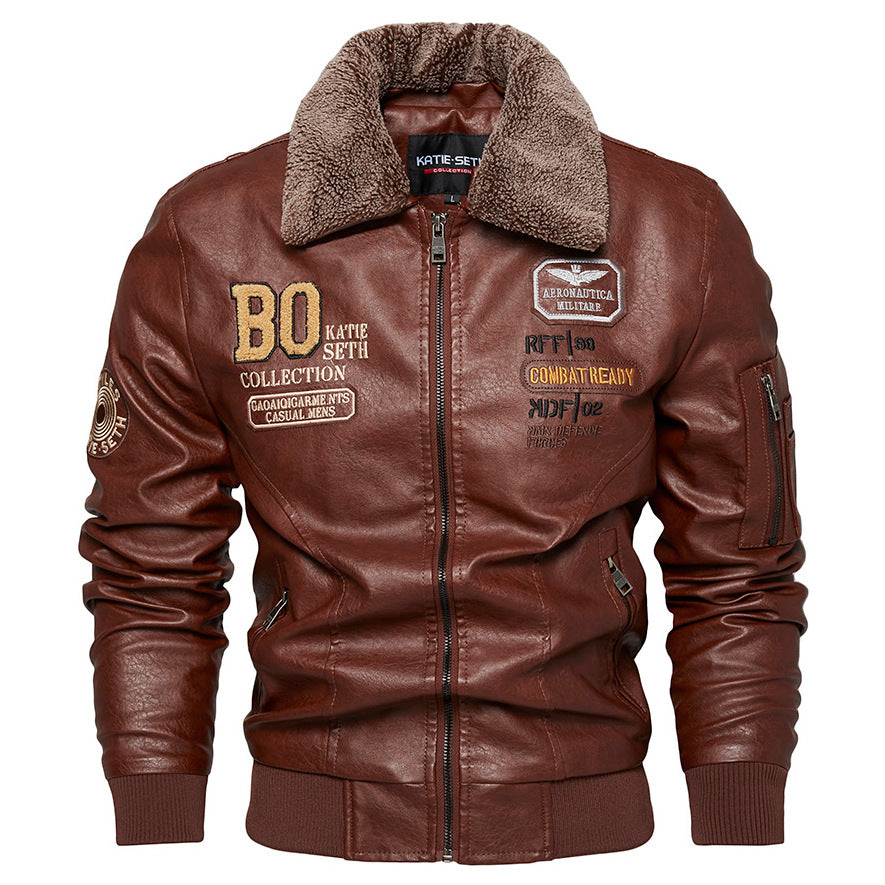 Foreign Trade New Men's Casual Fashion Leather Slim Fit Leather Jacket Coat
