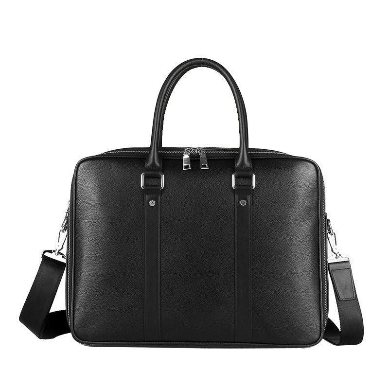 Men's Real-leather Handbag Double Zipper