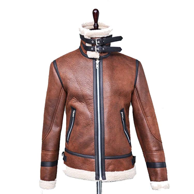 Highneck Warm Fur Liner Leather Zipper