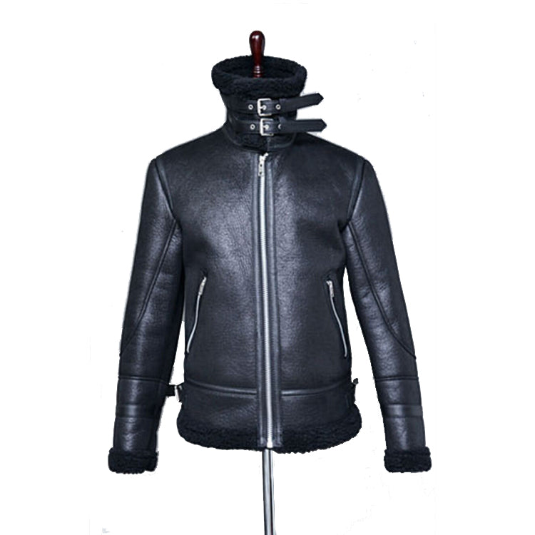 Highneck Warm Fur Liner Leather Zipper