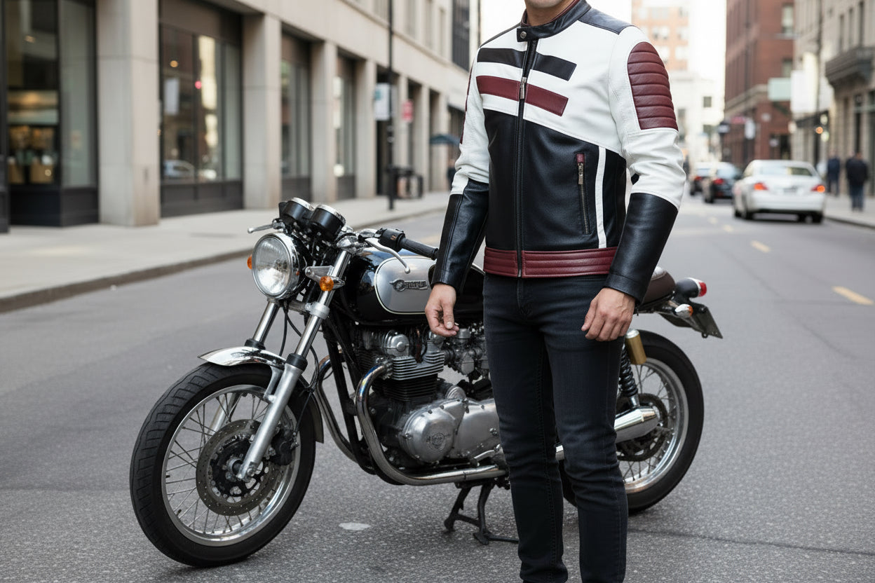 Mens Leather Jackets Motorcycle Stand Collar