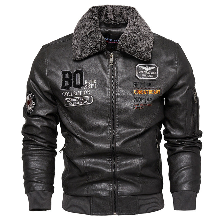 Foreign Trade New Men's Casual Fashion Leather Slim Fit Leather Jacket Coat