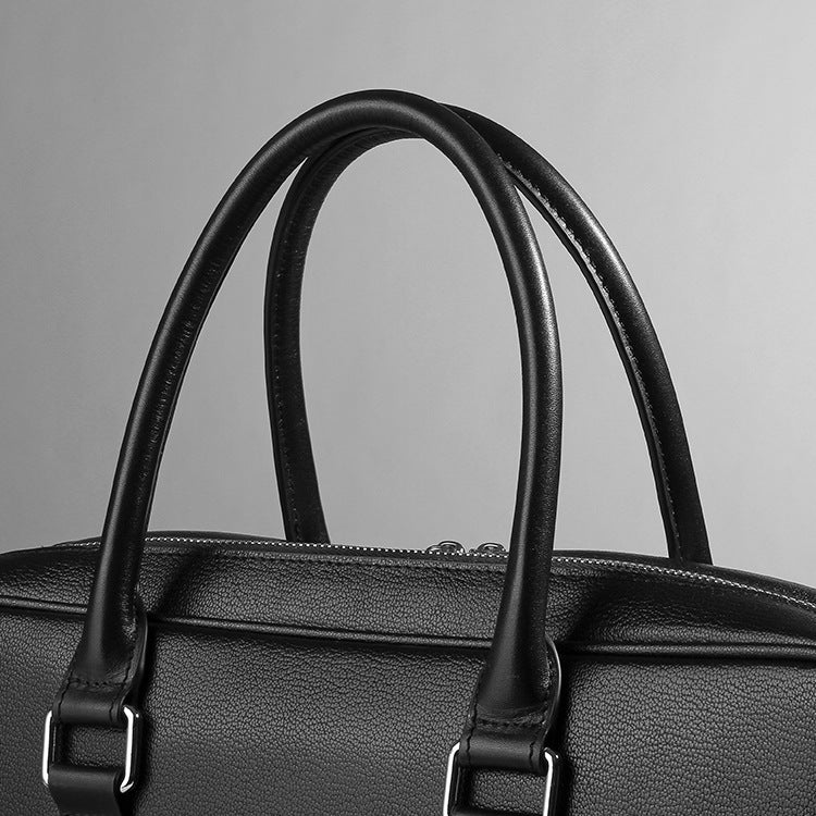 Men's Real-leather Handbag Double Zipper