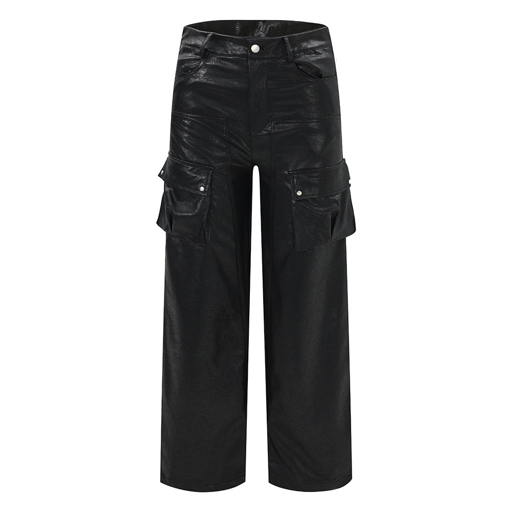 Men's Motorcycle Loose Wide-leg Leather Pants