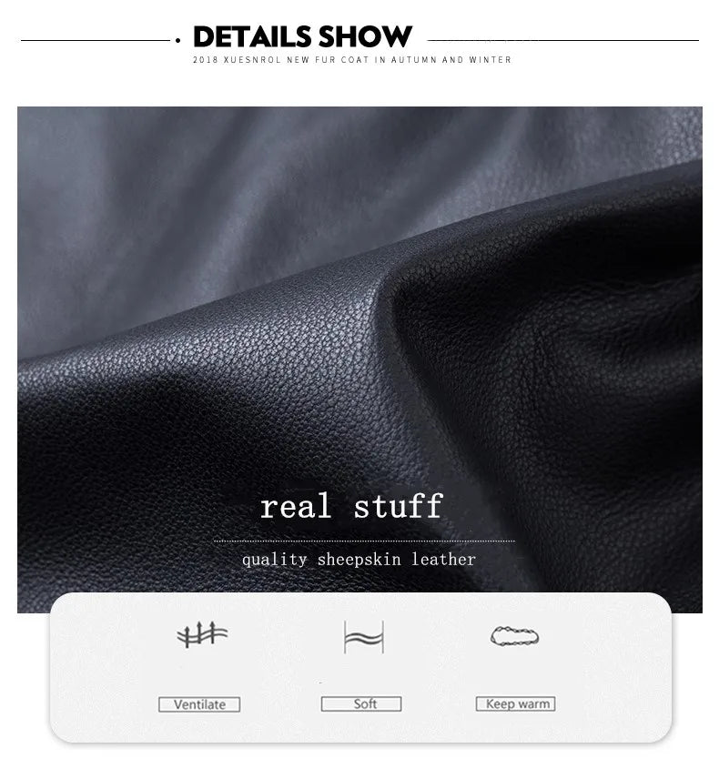 Women's Leather Coat, Hooded, Medium Length, Genuine Sheepskin, Thick Coat, Leather Outerwear, Casual Trench, Autumn, Winter