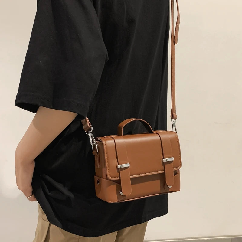 Minimalist Men's Shoulder Bag Fashionable Male PU Leather Crossbody Bags Small Flip Style Messenger Bag for Men Designer Handbag