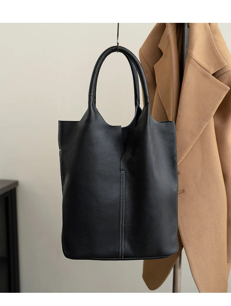 Ladies Soft Cowhide Tote Shoulder Handbag