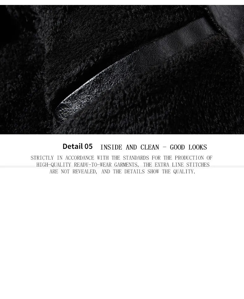 Leather Jacket Men Winter Fleece Motorcycle
