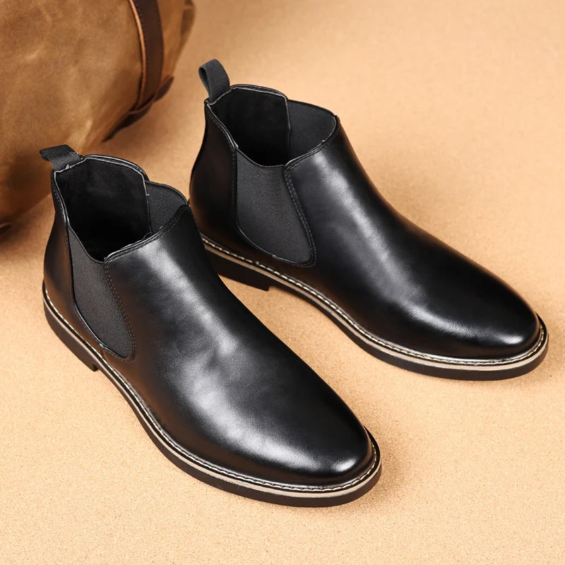 YRZL 39~47 Men Chelsea Boots Brand Retro Comfortable PU Leather Ankle Boots Men