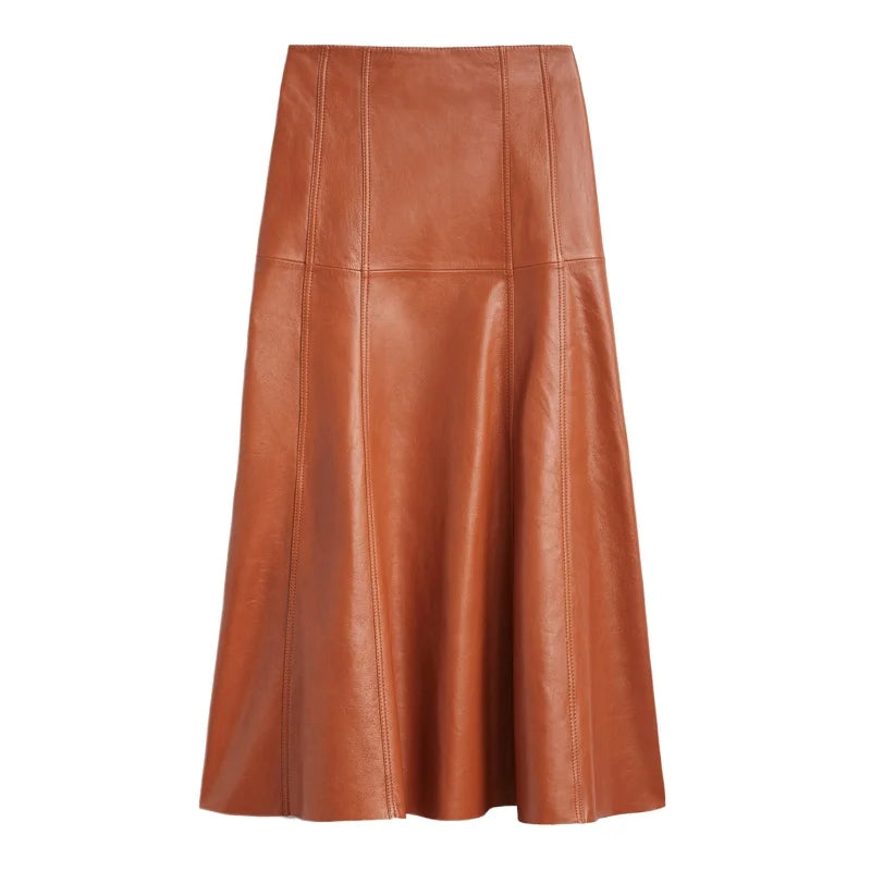 Leather Long  Skirt Women