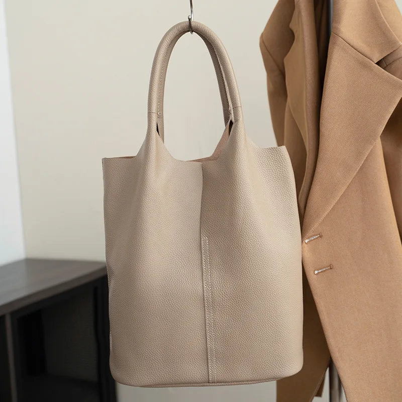 Ladies Soft Cowhide Tote Shoulder Handbag