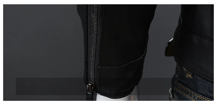 Men's Lapel Leather Jacket Autumn