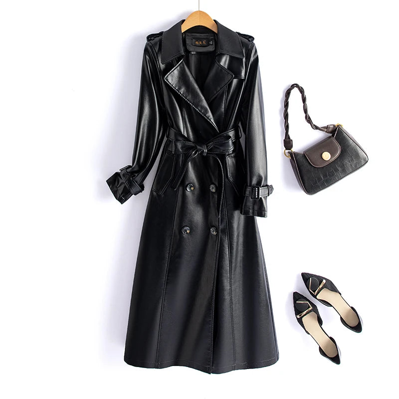 Real Leather Overcoat Women's Mid-Length