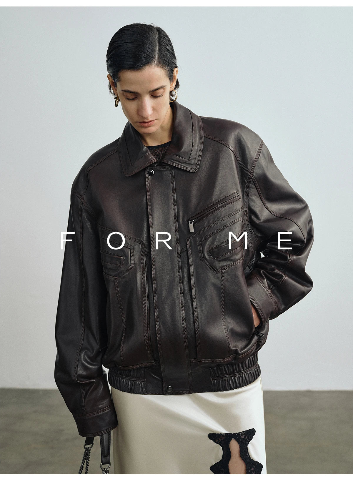 Vintage Genuine Leather Motorcycle Jackets for Women Spring Autumn 2026 New High-end Solid Simple Loose Soft Real Sheepskin Coat