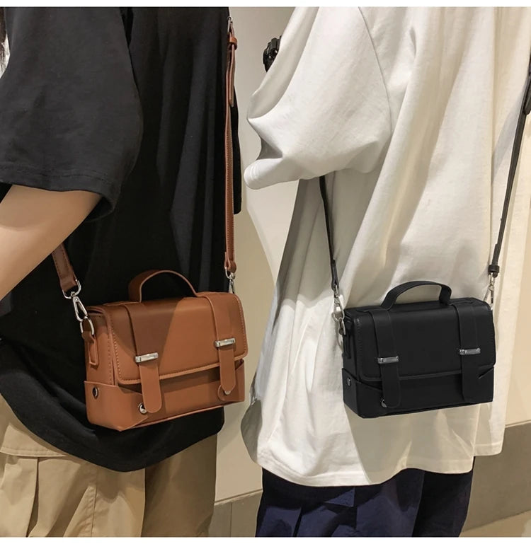 Minimalist Men's Shoulder Bag Fashionable Male PU Leather Crossbody Bags Small Flip Style Messenger Bag for Men Designer Handbag