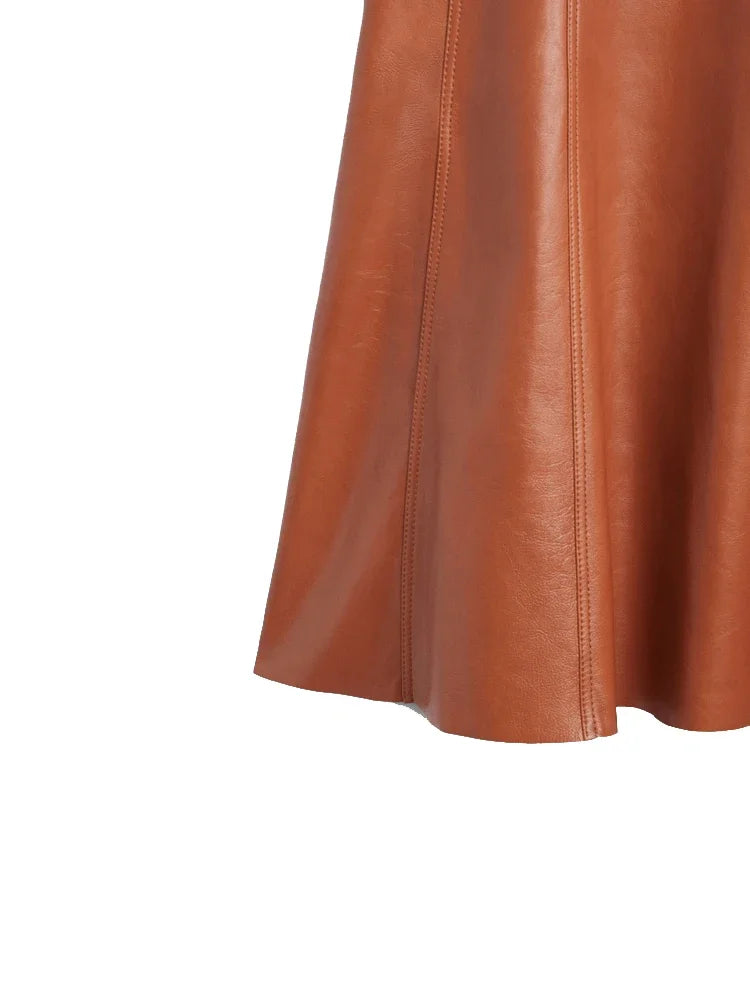 Leather Long  Skirt Women