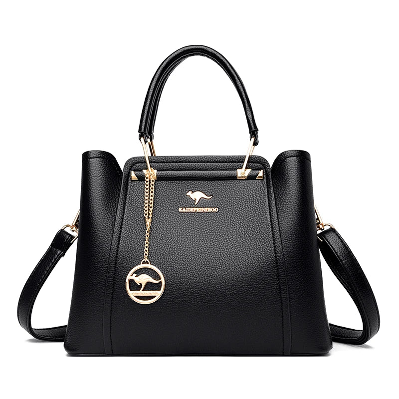 Fashion Women Soft PU Leather Handle Handbag Designer Shoulder Crossbody Bag Ladies Large Capacity Shopping Messenger Tote Bag