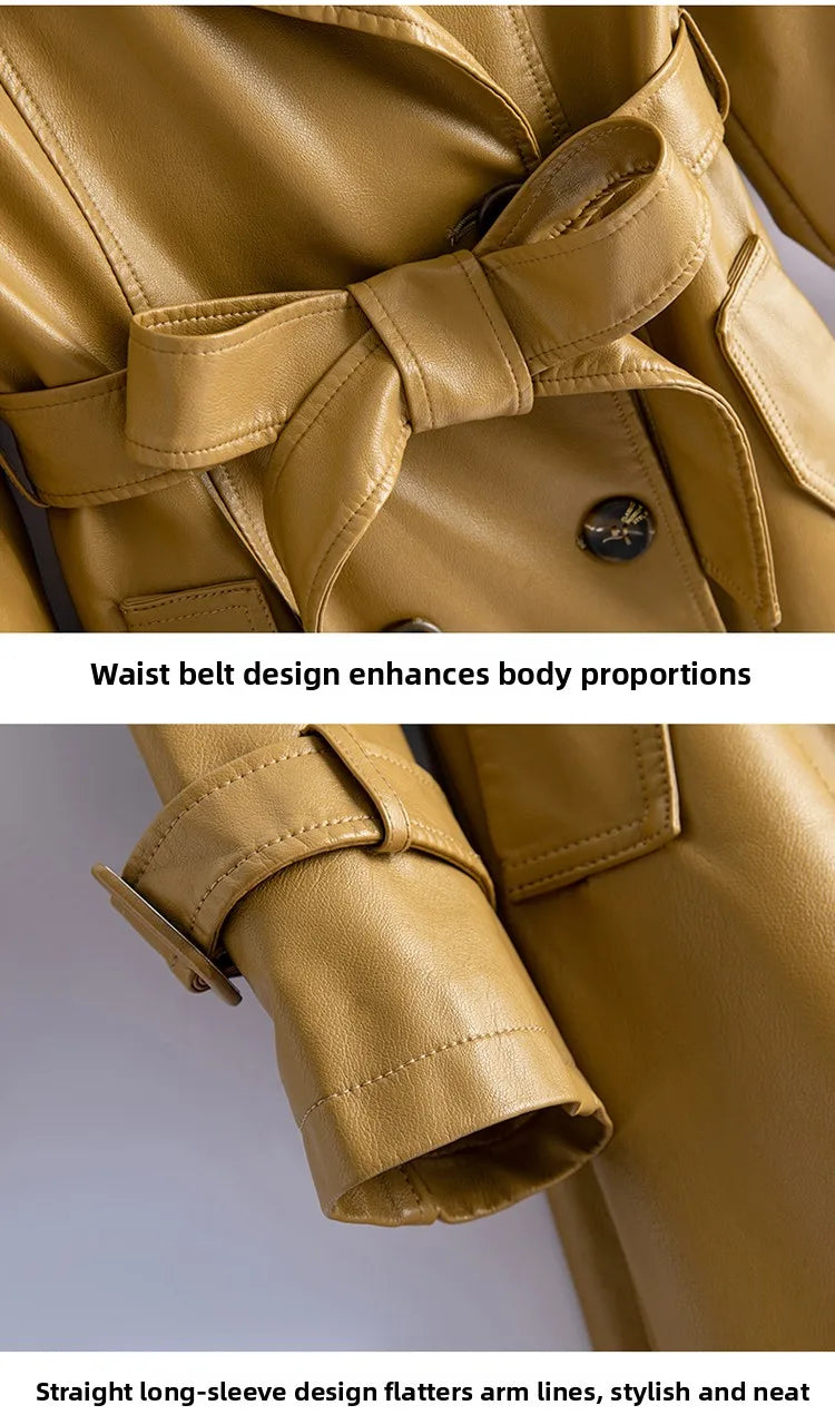 Real Leather Overcoat Women's Mid-Length