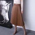 Leather Long  Skirt Women