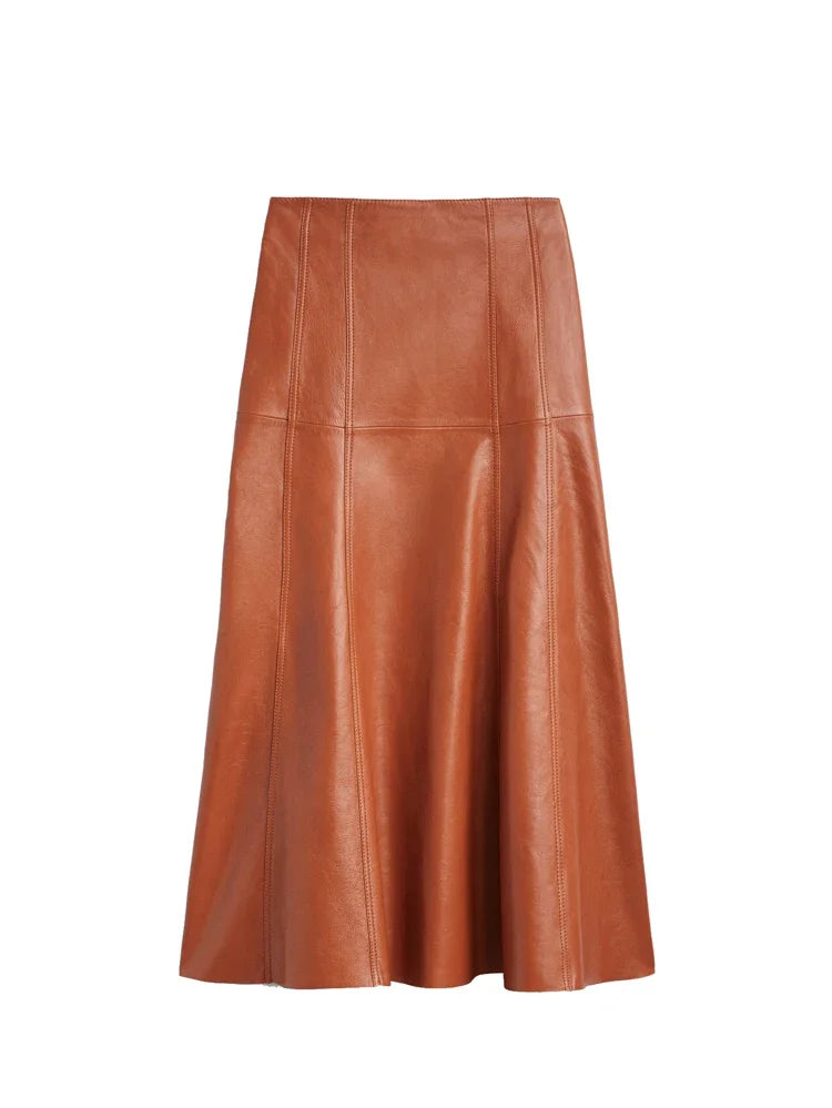 Leather Long  Skirt Women