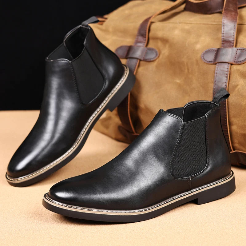 YRZL 39~47 Men Chelsea Boots Brand Retro Comfortable PU Leather Ankle Boots Men