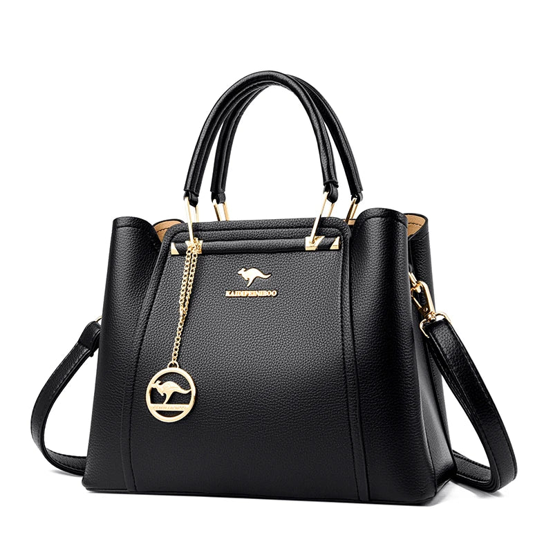 Fashion Women Soft PU Leather Handle Handbag Designer Shoulder Crossbody Bag Ladies Large Capacity Shopping Messenger Tote Bag