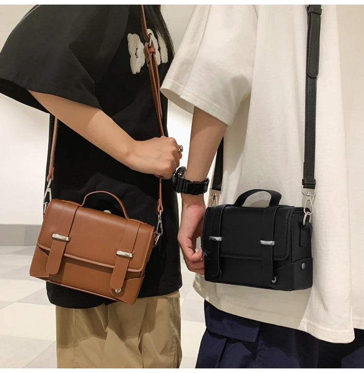 Minimalist Men's Shoulder Bag Fashionable Male PU Leather Crossbody Bags Small Flip Style Messenger Bag for Men Designer Handbag