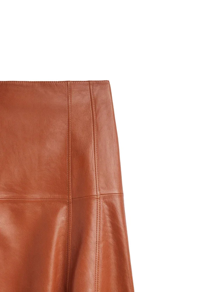 Leather Long  Skirt Women