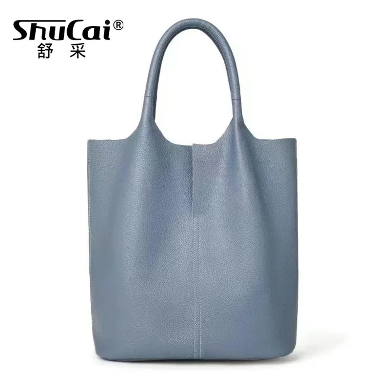 Ladies Soft Cowhide Tote Shoulder Handbag
