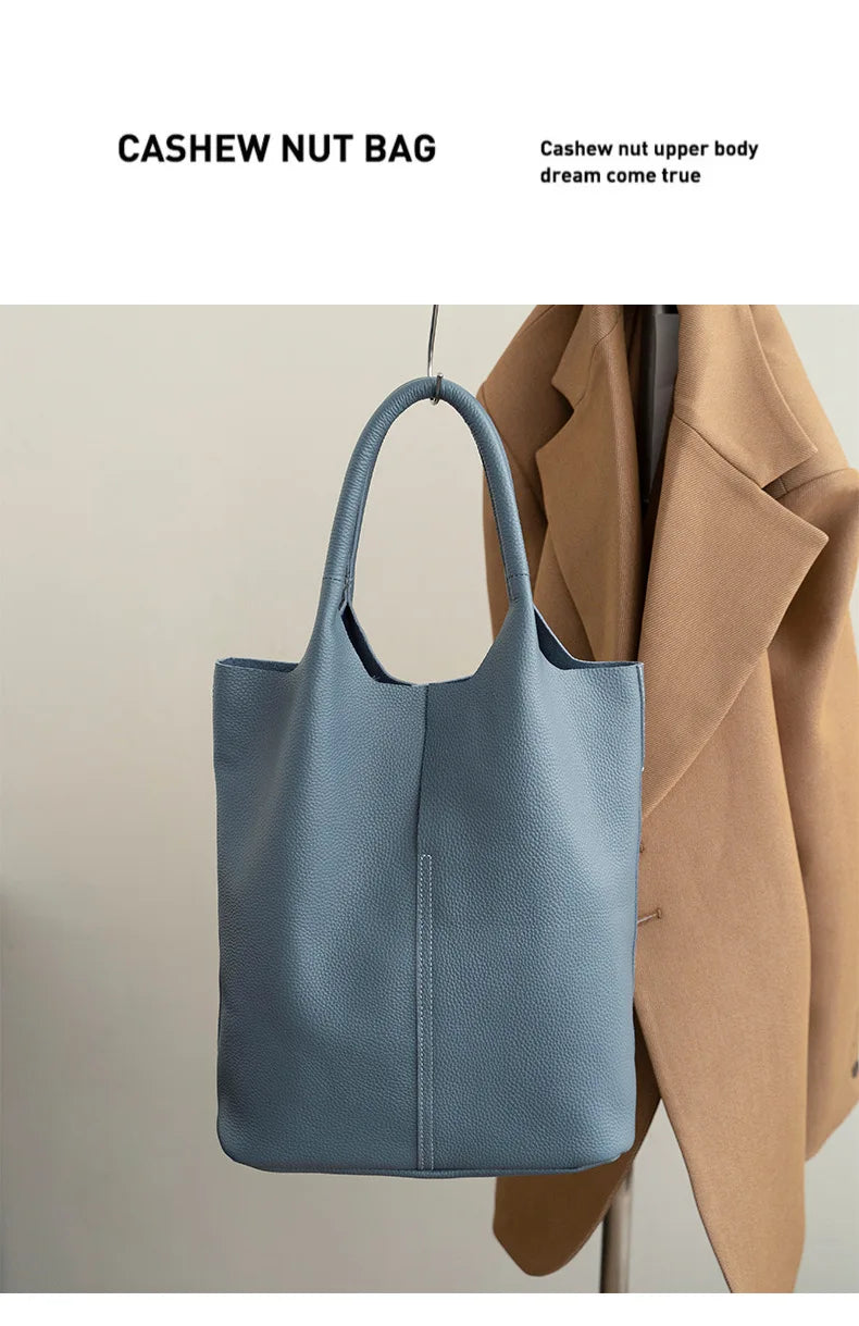 Ladies Soft Cowhide Tote Shoulder Handbag