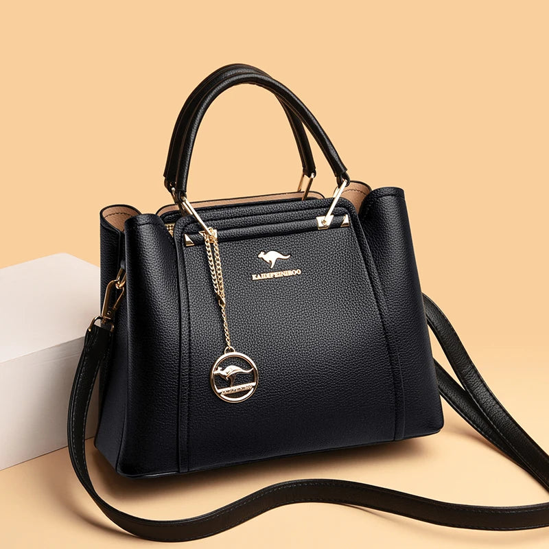 Fashion Women Soft PU Leather Handle Handbag Designer Shoulder Crossbody Bag Ladies Large Capacity Shopping Messenger Tote Bag