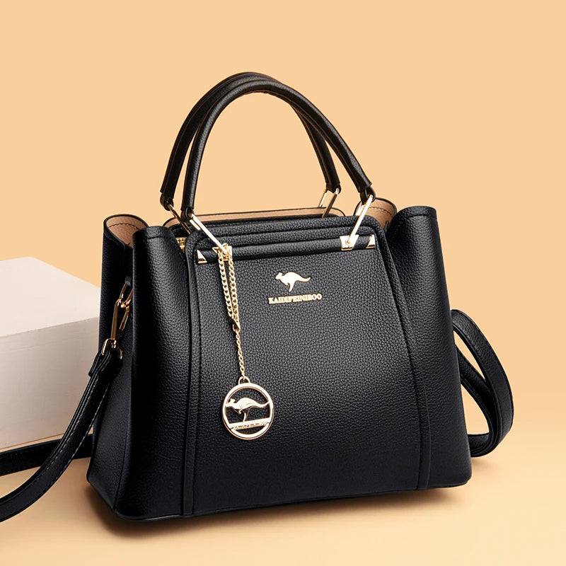 Fashion Women Soft PU Leather Handle Handbag Designer Shoulder Crossbody Bag Ladies Large Capacity Shopping Messenger Tote Bag