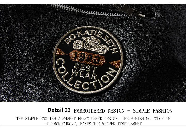 Leather Jacket Men Winter Fleece Motorcycle