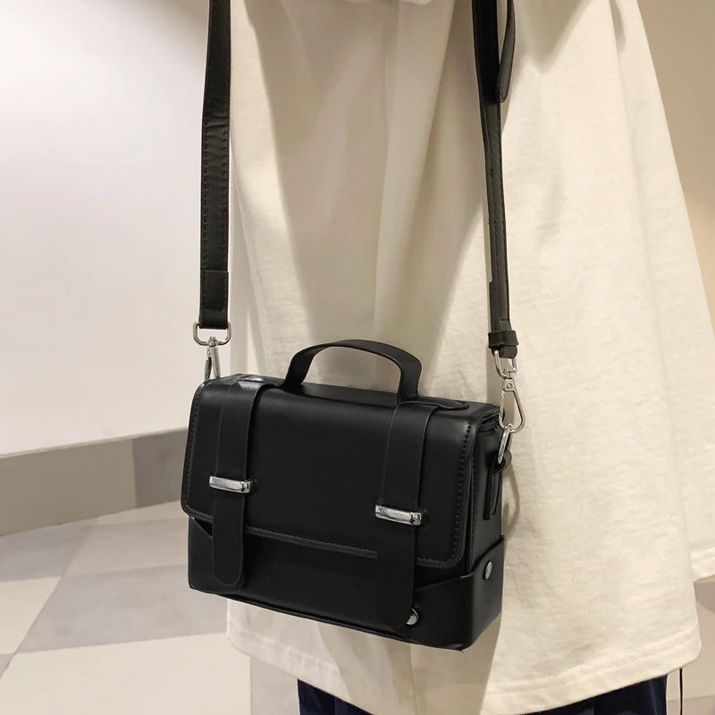 Minimalist Men's Shoulder Bag Fashionable Male PU Leather Crossbody Bags Small Flip Style Messenger Bag for Men Designer Handbag