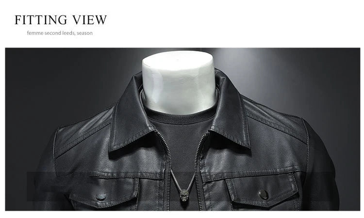 Men's Lapel Leather Jacket Autumn