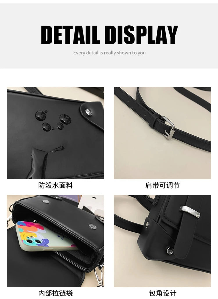 Minimalist Men's Shoulder Bag Fashionable Male PU Leather Crossbody Bags Small Flip Style Messenger Bag for Men Designer Handbag