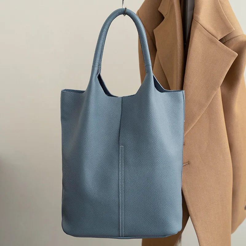 Ladies Soft Cowhide Tote Shoulder Handbag