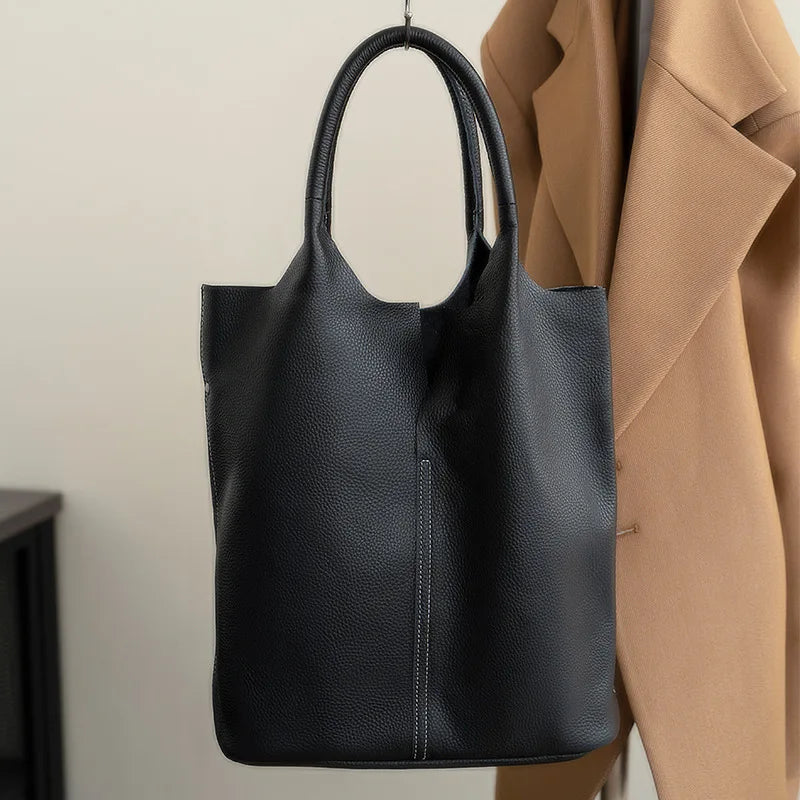 Ladies Soft Cowhide Tote Shoulder Handbag