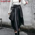 Leather Long  Skirt Women