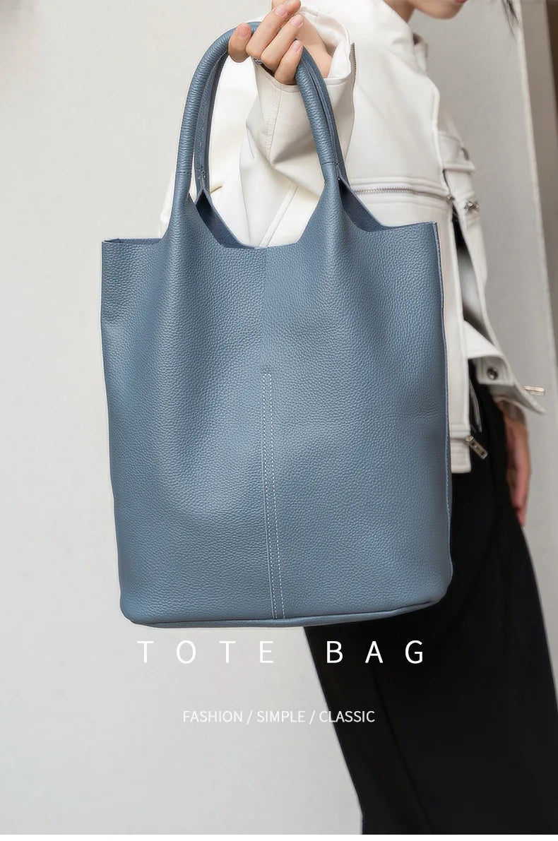 Ladies Soft Cowhide Tote Shoulder Handbag