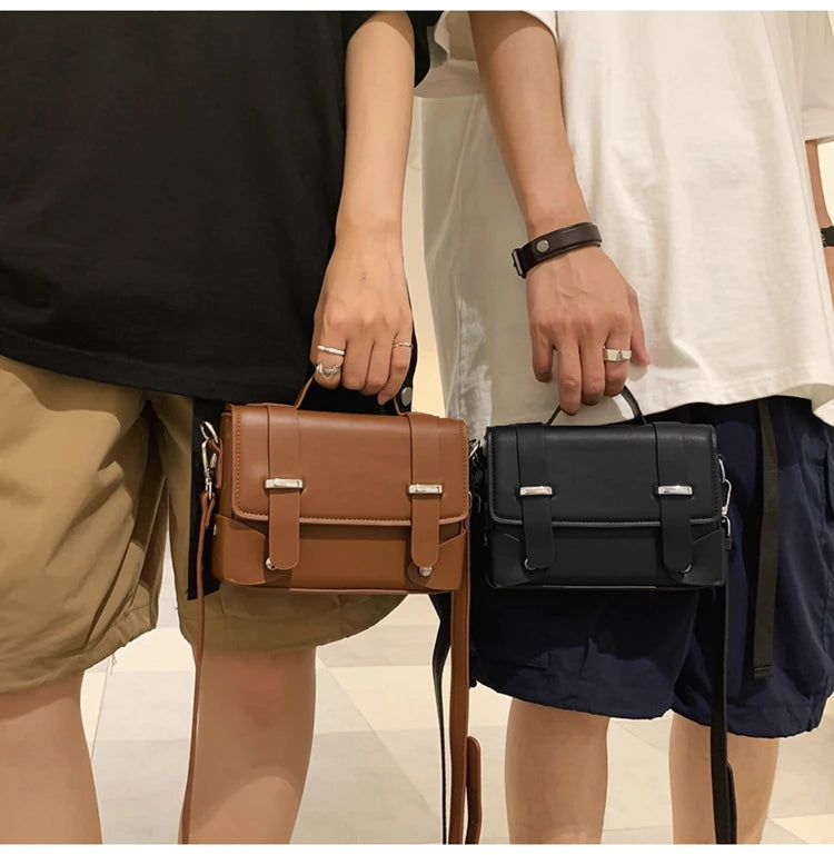 Minimalist Men's Shoulder Bag Fashionable Male PU Leather Crossbody Bags Small Flip Style Messenger Bag for Men Designer Handbag