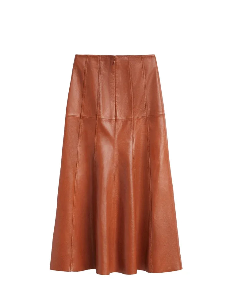 Leather Long  Skirt Women