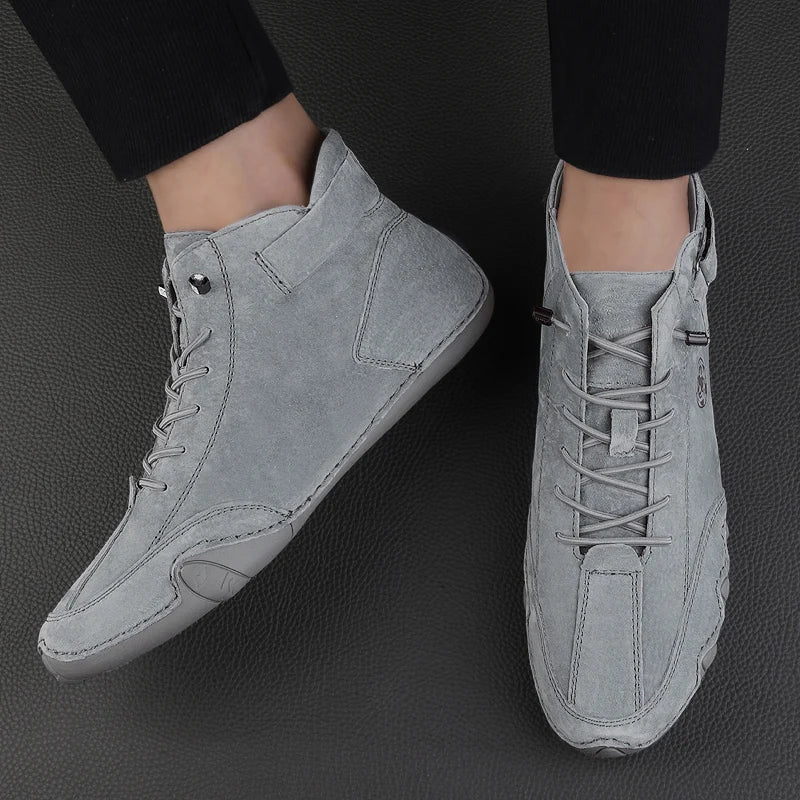 Men's Genuine Leather Shoes Ankle Boots 2023 Men Sneakers Outdoor Light Lace-Up Casual Shoes Fashion Loafers Winter Warm Boots