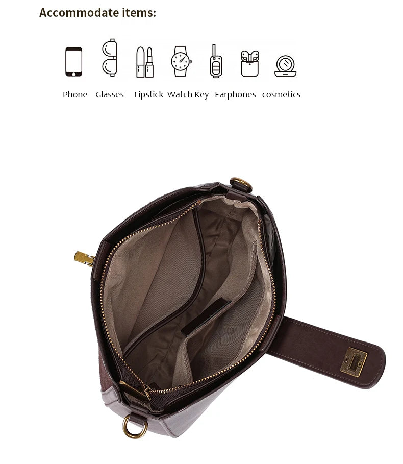 Women‘s Cowhide Genuine Leather Shoulder Bag
