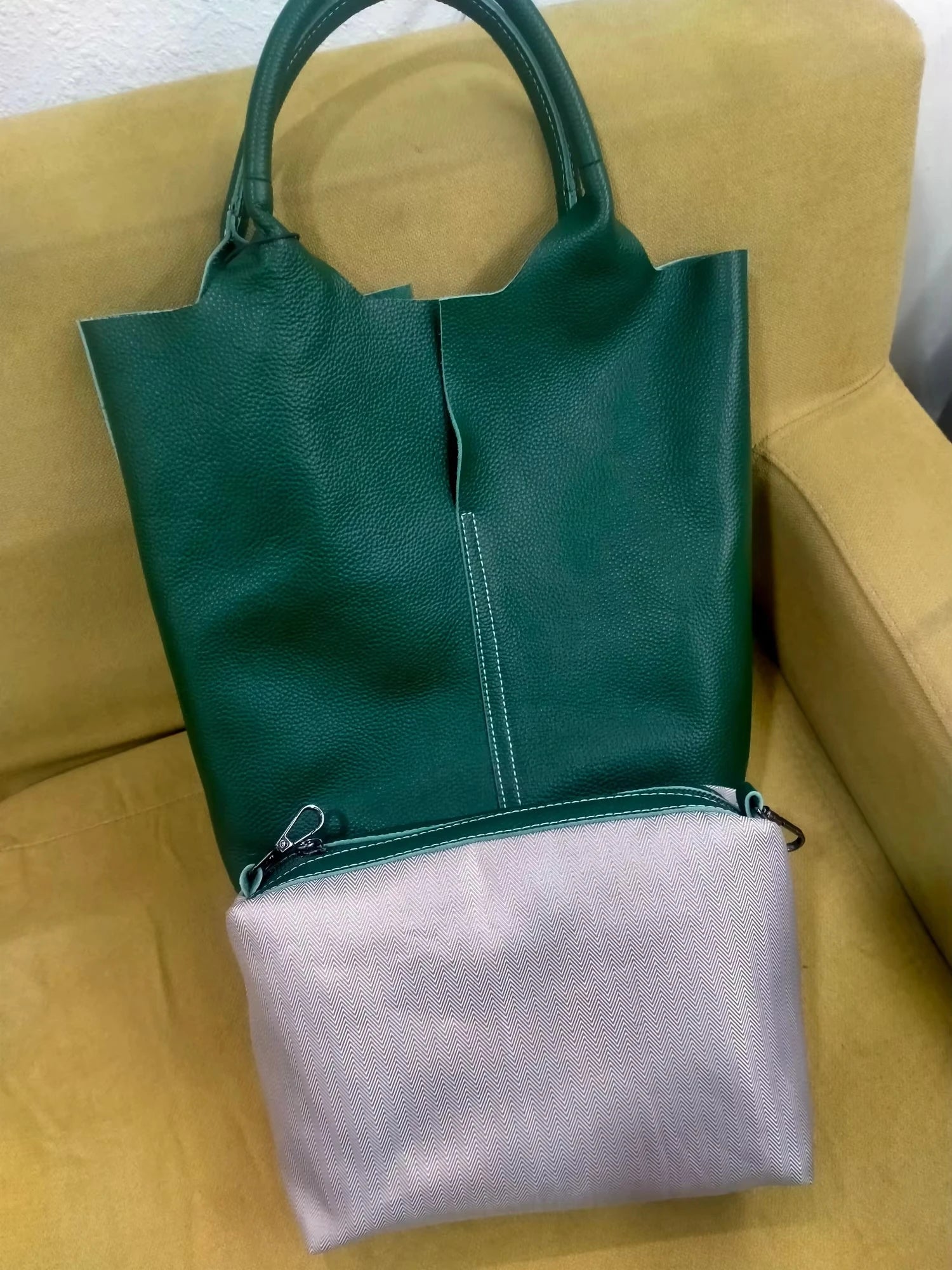 Ladies Soft Cowhide Tote Shoulder Handbag